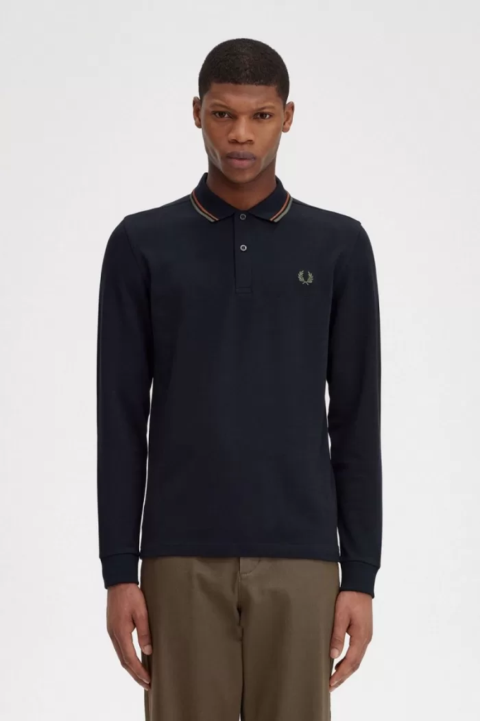 Fred Perry M3636 Men’s Shirt Navy Brown Field Green | ABXDC3986