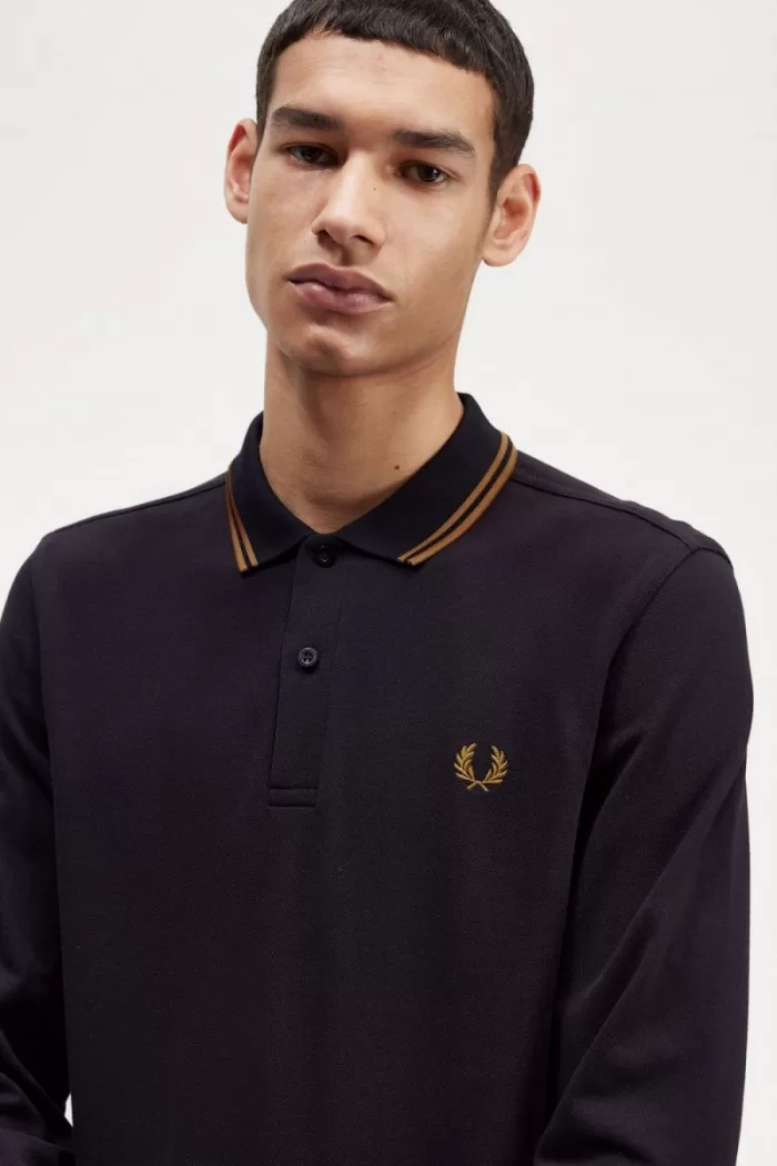 Fred Perry M3636 Men’s Shirt Navy Dark Coffee Dark Coffee | OUBFX8329