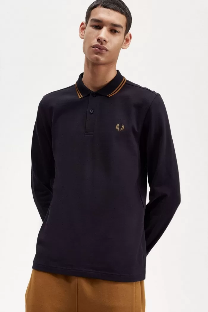 Fred Perry M3636 Men’s Shirt Navy Dark Coffee Dark Coffee | OUBFX8329