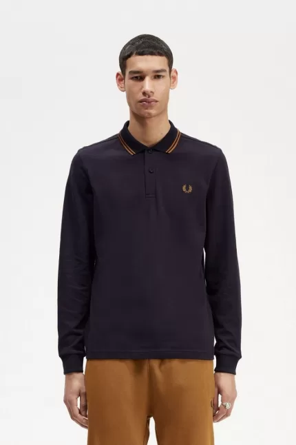 Fred Perry M3636 Men’s Shirt Navy Dark Coffee Dark Coffee | OUBFX8329