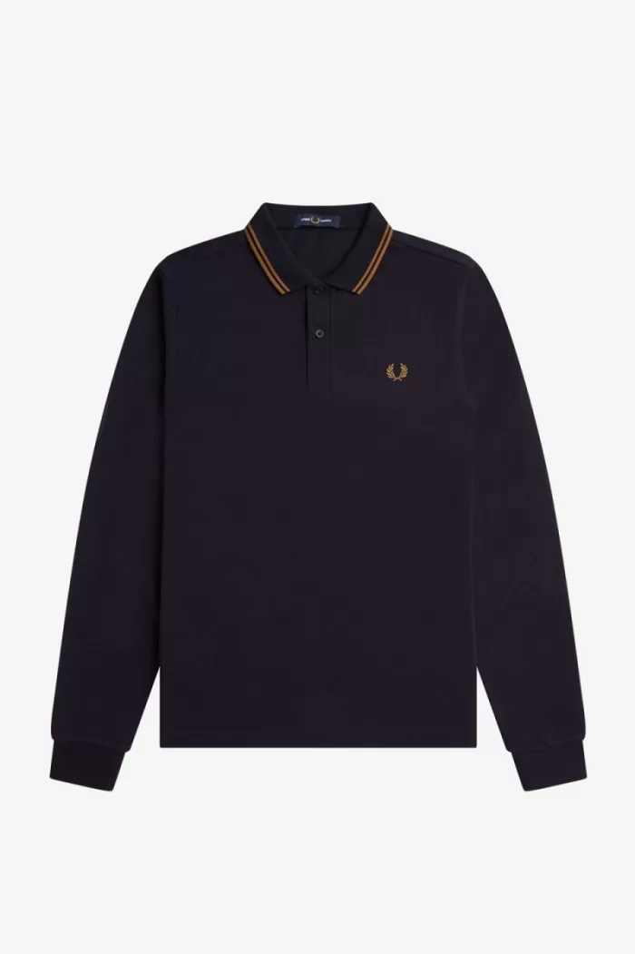 Fred Perry M3636 Men’s Shirt Navy Dark Coffee Dark Coffee | OUBFX8329