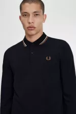 Fred Perry M3636 Men’s Shirt Navy Snow White Brown | GPQWU3105