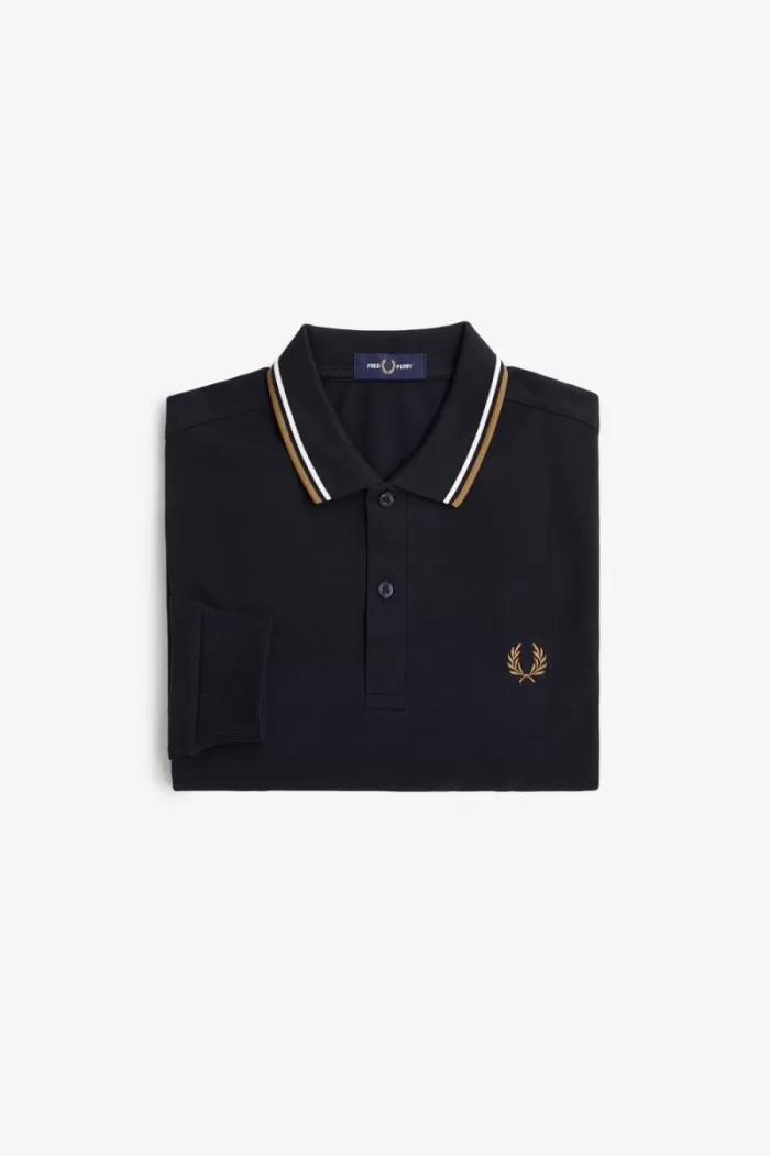 Fred Perry M3636 Men’s Shirt Navy Snow White Brown | GPQWU3105