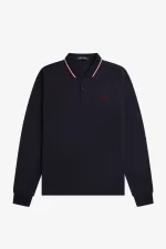 Fred Perry M3636 Men’s Shirt Navy Snow White Burnt Red | EHSQP5926