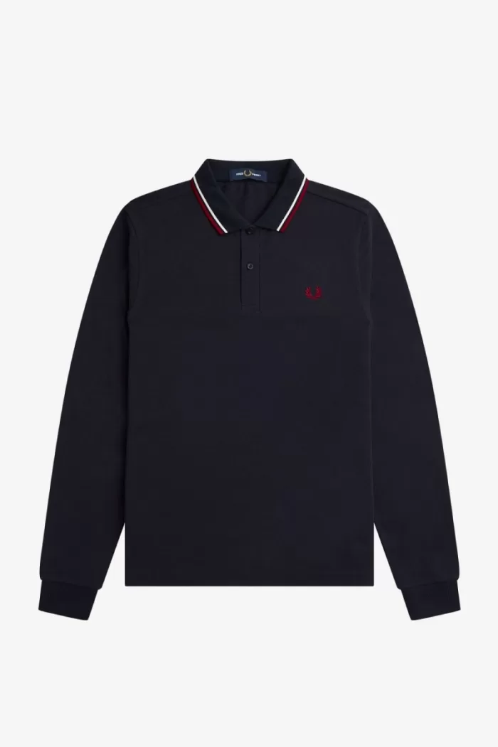 Fred Perry M3636 Men’s Shirt Navy Snow White Burnt Red | EHSQP5926