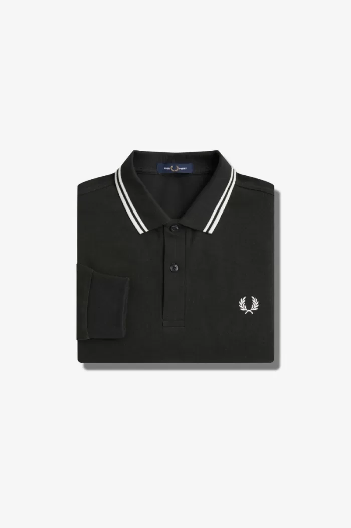 Fred Perry M3636 Men’s Shirt Night Green Snow White | IFDYE4918