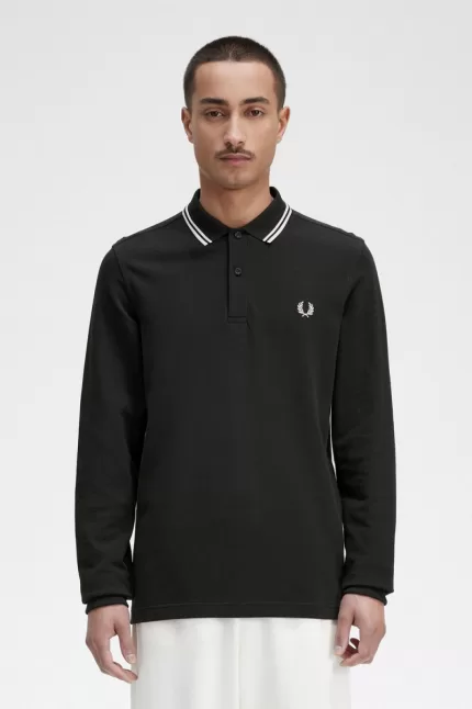 Fred Perry M3636 Men’s Shirt Night Green Snow White | IFDYE4918