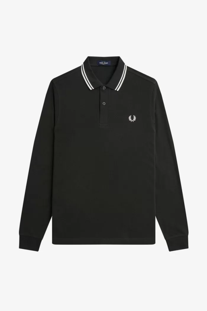 Fred Perry M3636 Men’s Shirt Night Green Snow White | IFDYE4918