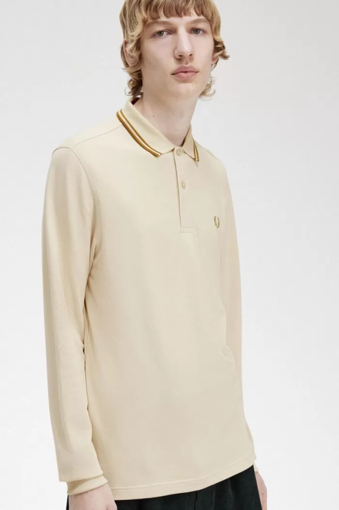 Fred Perry M3636 Men’s Shirt Oatmeal Dark Coffee Dark Coffee | ULHMI1695