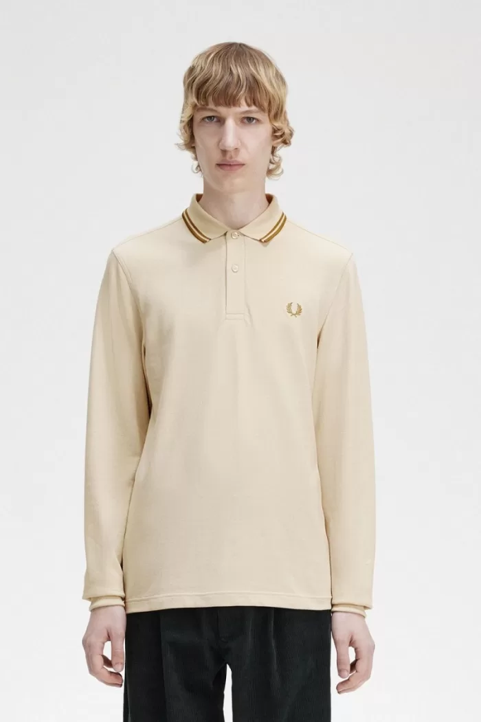 Fred Perry M3636 Men’s Shirt Oatmeal Dark Coffee Dark Coffee | ULHMI1695