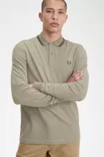 Fred Perry M3636 Men’s Shirt Warm Grey Dark Red | SDMGT4351