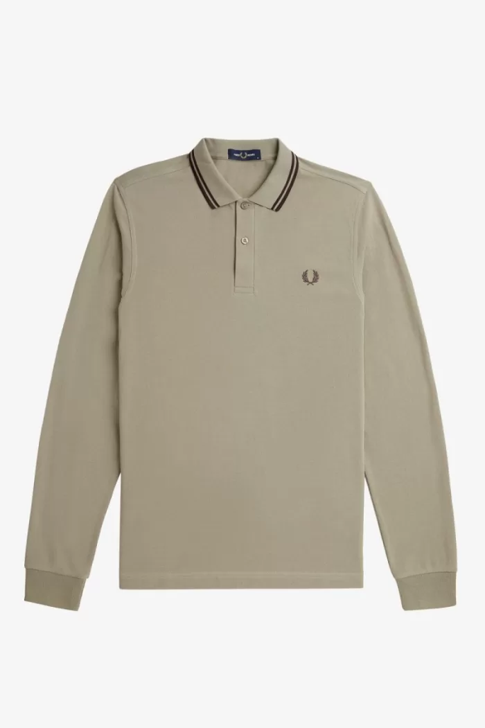 Fred Perry M3636 Men’s Shirt Warm Grey Dark Red | SDMGT4351