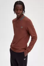 Fred Perry M3636 Men’s Shirt Whisky Brown Deep Mint Deep Mint | TBSWE5273