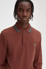 Fred Perry M3636 Men’s Shirt Whisky Brown Deep Mint Deep Mint | TBSWE5273