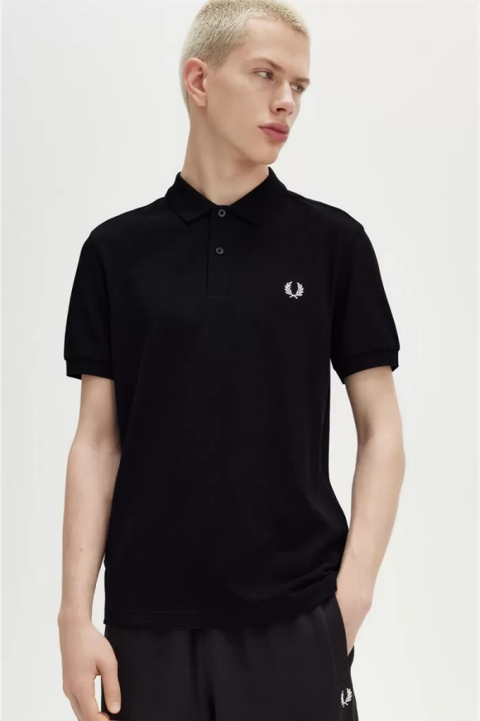 Fred Perry M6000 Men’s Shirt Black Snow White | DKJRH3865