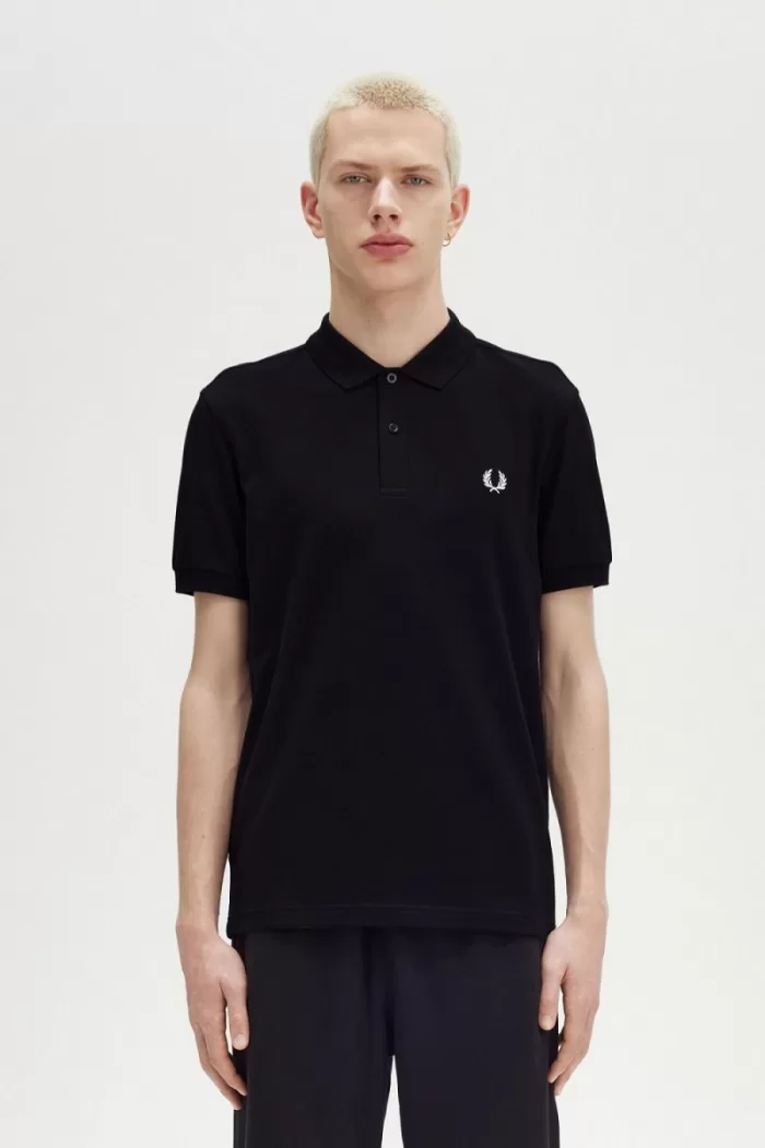 Fred Perry M6000 Men’s Shirt Black Snow White | DKJRH3865