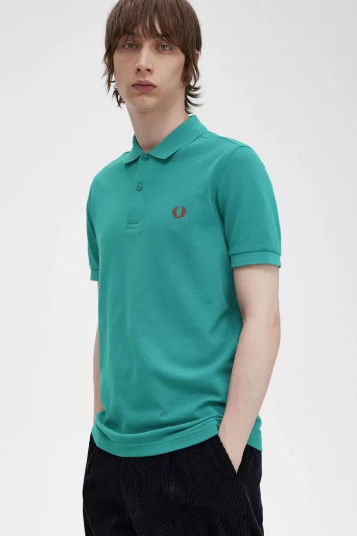 Fred Perry M6000 Men’s Shirt Deep Mint Whisky Brown | LIKFX8514