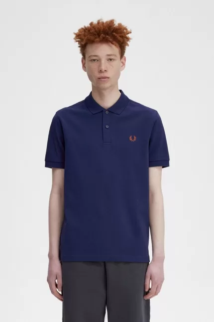 Fred Perry M6000 Men’s Shirt French Navy Whisky Brown | UCOGJ7098