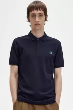 Fred Perry M6000 Men’s Shirt Navy Deep Mint | HWQRN8309