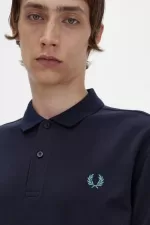 Fred Perry M6000 Men’s Shirt Navy Deep Mint | HWQRN8309