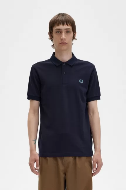 Fred Perry M6000 Men’s Shirt Navy Deep Mint | HWQRN8309