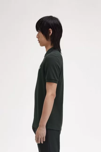 Fred Perry M6000 Men’s Shirt Night Green Snow White | HUZYV6127