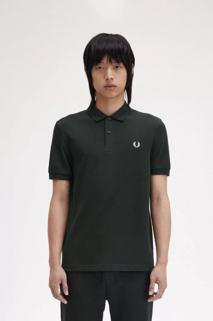 Fred Perry M6000 Men’s Shirt Night Green Snow White | HUZYV6127