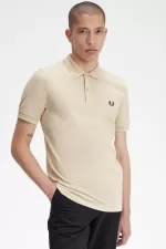 Fred Perry M6000 Men’s Shirt Oatmeal Black | YGPEL1324