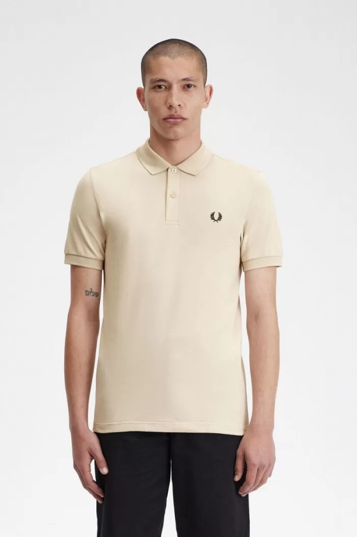 Fred Perry M6000 Men’s Shirt Oatmeal Black | YGPEL1324