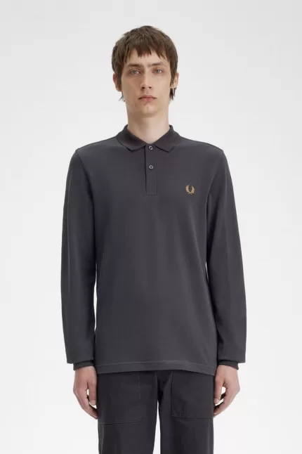 Fred Perry M6006 Men’s Shirt Anchor Grey Dark Coffee | GCODA1520