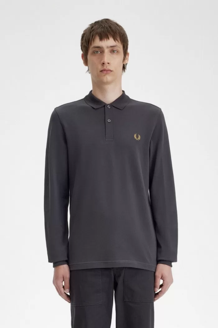 Fred Perry M6006 Men’s Shirt Anchor Grey Dark Coffee | GCODA1520