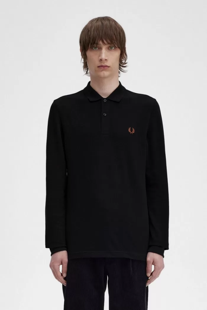 Fred Perry M6006 Men’s Shirt Black Whisky Brown | MAVFG2073