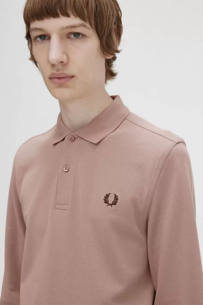 Fred Perry M6006 Men’s Shirt Dark Pink Burnt Tobacco | HXGCF7439