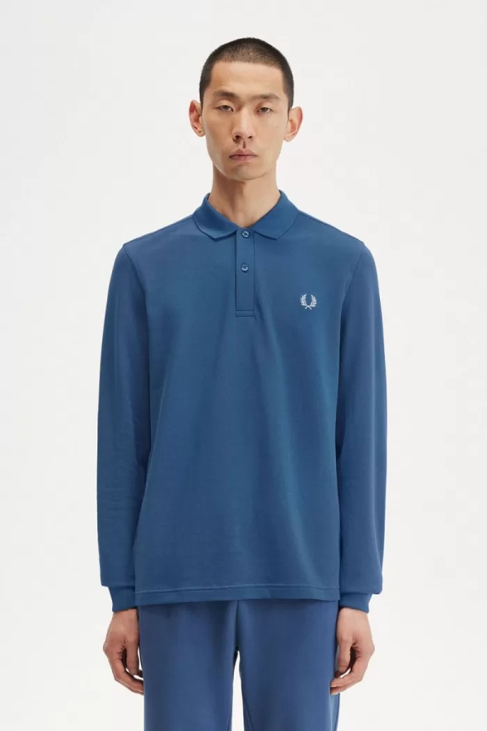 Fred Perry M6006 Men’s Shirt Midnight Blue Light Aqua | ZWHSM6403