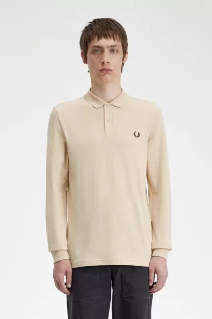 Fred Perry M6006 Men’s Shirt Oatmeal Black | YSVTD2569