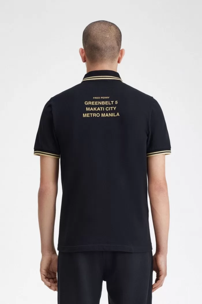 Fred Perry Makati M12 Men’s Polo Shirt Black Champagne | CQKFE5601