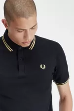 Fred Perry Makati M12 Men’s Polo Shirt Black Champagne | CQKFE5601