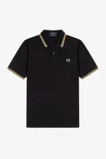 Fred Perry Makati M12 Men’s Polo Shirt Black Champagne | CQKFE5601