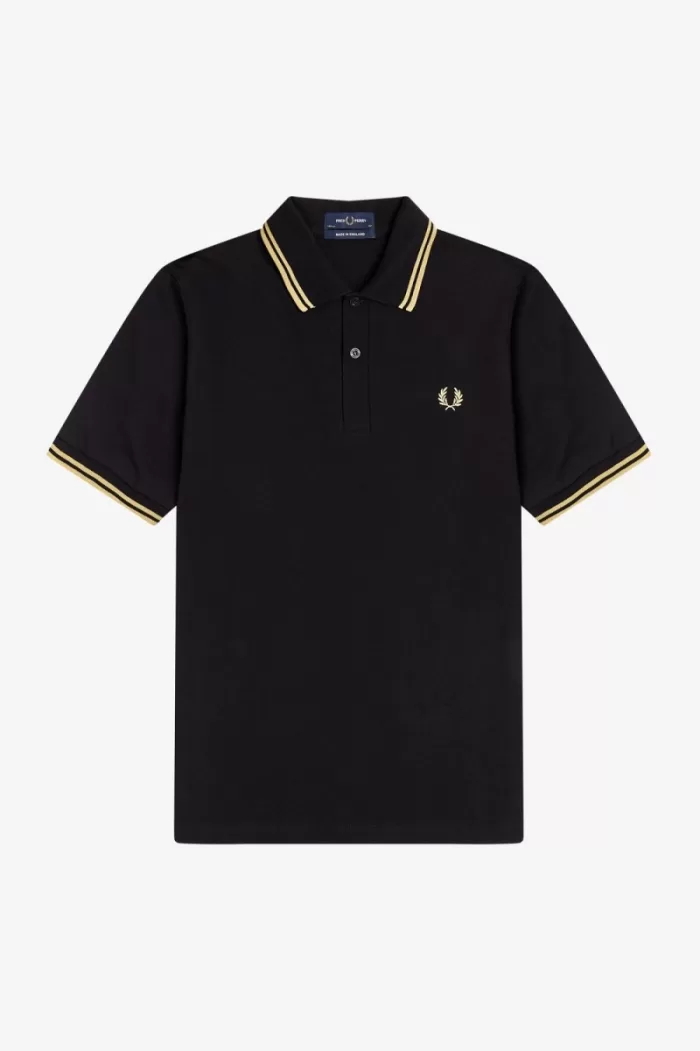 Fred Perry Makati M12 Men’s Polo Shirt Black Champagne | CQKFE5601