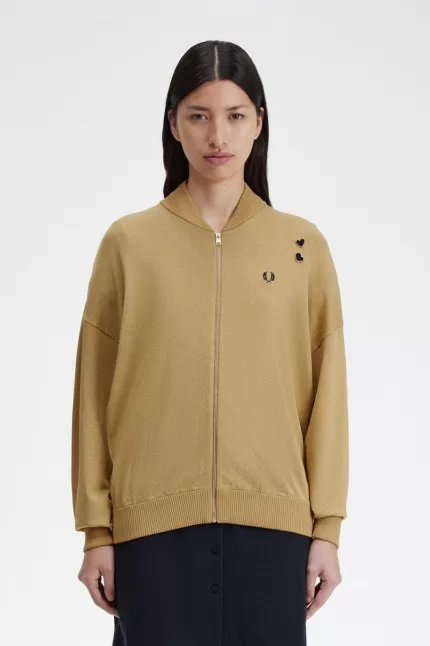 Fred Perry Metallic Knitted Bomber Women’s Jackets 1964 Gold | HXBPL2034