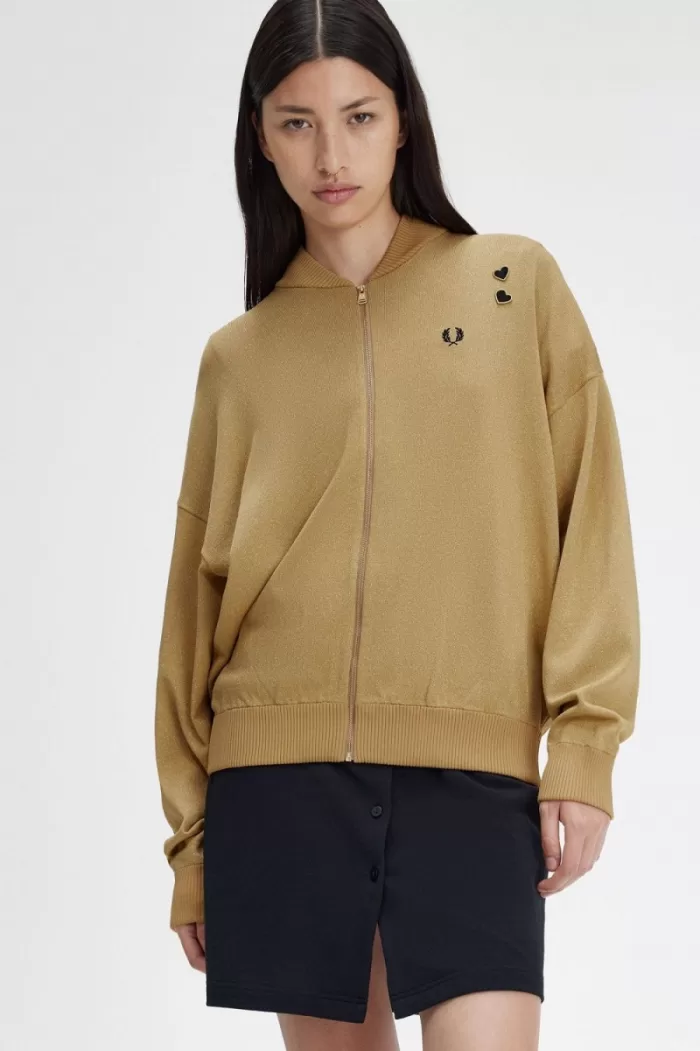 Fred Perry Metallic Knitted Bomber Women’s Jackets 1964 Gold | HXBPL2034