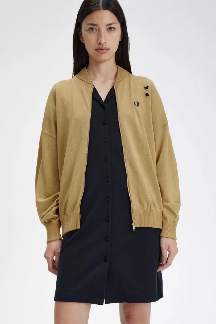 Fred Perry Metallic Knitted Bomber Women’s Jackets 1964 Gold | HXBPL2034