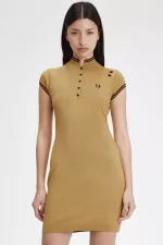 Fred Perry Metallic Knitted Women’s Dress 1964 Gold | VZBAW0819