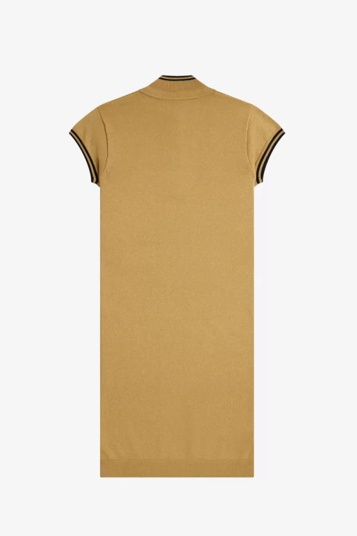 Fred Perry Metallic Knitted Women’s Dress 1964 Gold | VZBAW0819