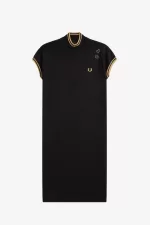 Fred Perry Metallic Knitted Women’s Dress Black | QWFSP1394