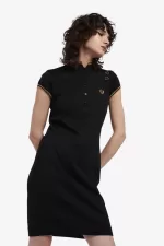 Fred Perry Metallic Knitted Women’s Dress Black | QWFSP1394