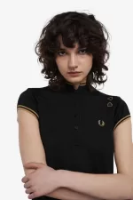 Fred Perry Metallic Knitted Women’s Dress Black | QWFSP1394