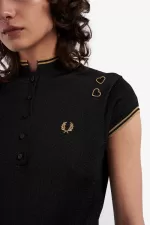 Fred Perry Metallic Knitted Women’s Polo Shirt Black | LNBRH2768