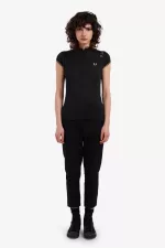 Fred Perry Metallic Knitted Women’s Polo Shirt Black | LNBRH2768