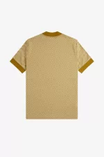 Fred Perry Micro Chequerboard Men’s T-Shirt Oatmeal Dark Coffee | OSQBJ0972